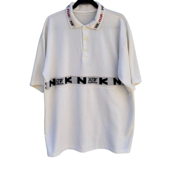 Nike Air Mens Vintage 90s CPFM Logo Collar Band Preppy Short Sleeve Polo Shirt L - Picture 1 of 7